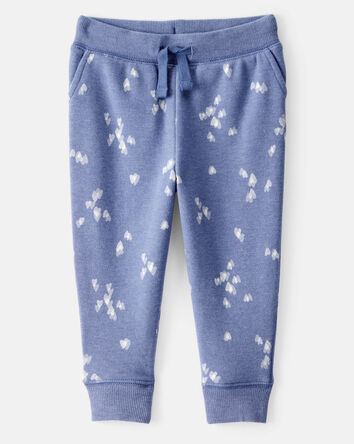 Baby Girl Heart Print Drawstring Joggers - Blue, 