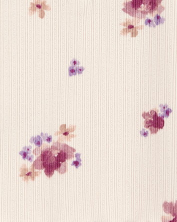 Toddler 2-Piece Floral Ribbed Tank Top & Denim Shorts Set - Ivory/Blue, 