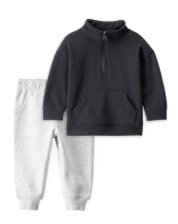 Baby Boy 2-Piece DayDream Fleece Fleece Sweatshirt & Joggers Set - Black/Grey, 