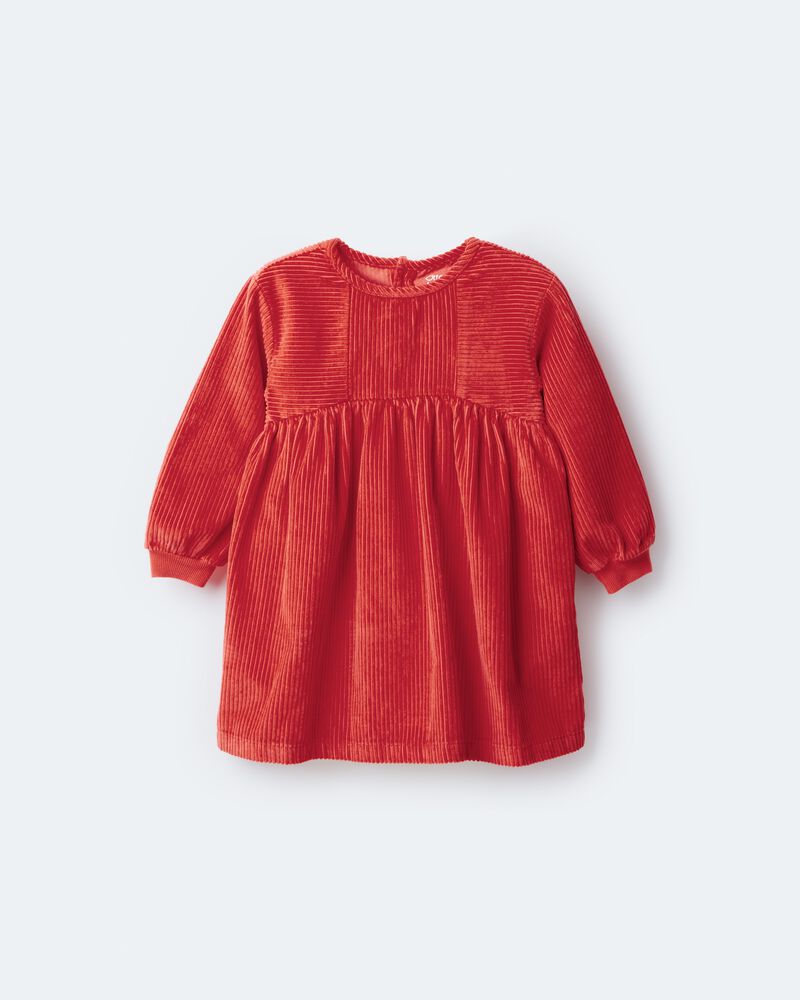 Toddler Girl Long-Sleeve Corduroy Dress - Orange, image 2 of 6 slides