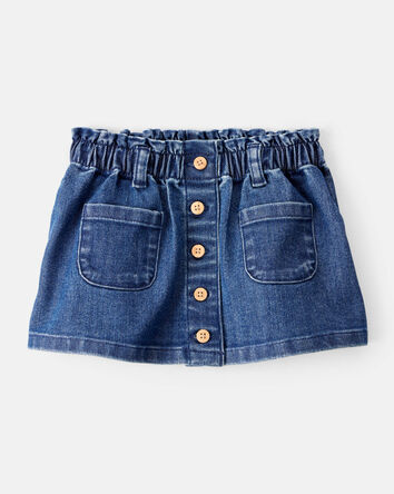 Baby Girl Denim Button-Front Skirt - Blue, 