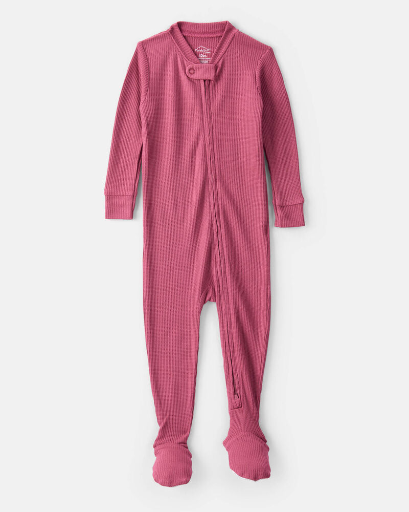 Baby Girl PurelySoft Long-Sleeve 2-Way Zip 1-Piece Pajamas - Pink, image 1 of 6 slides