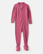 Baby Girl PurelySoft Long-Sleeve 2-Way Zip 1-Piece Pajamas - Pink, image 1 of 6 slides
