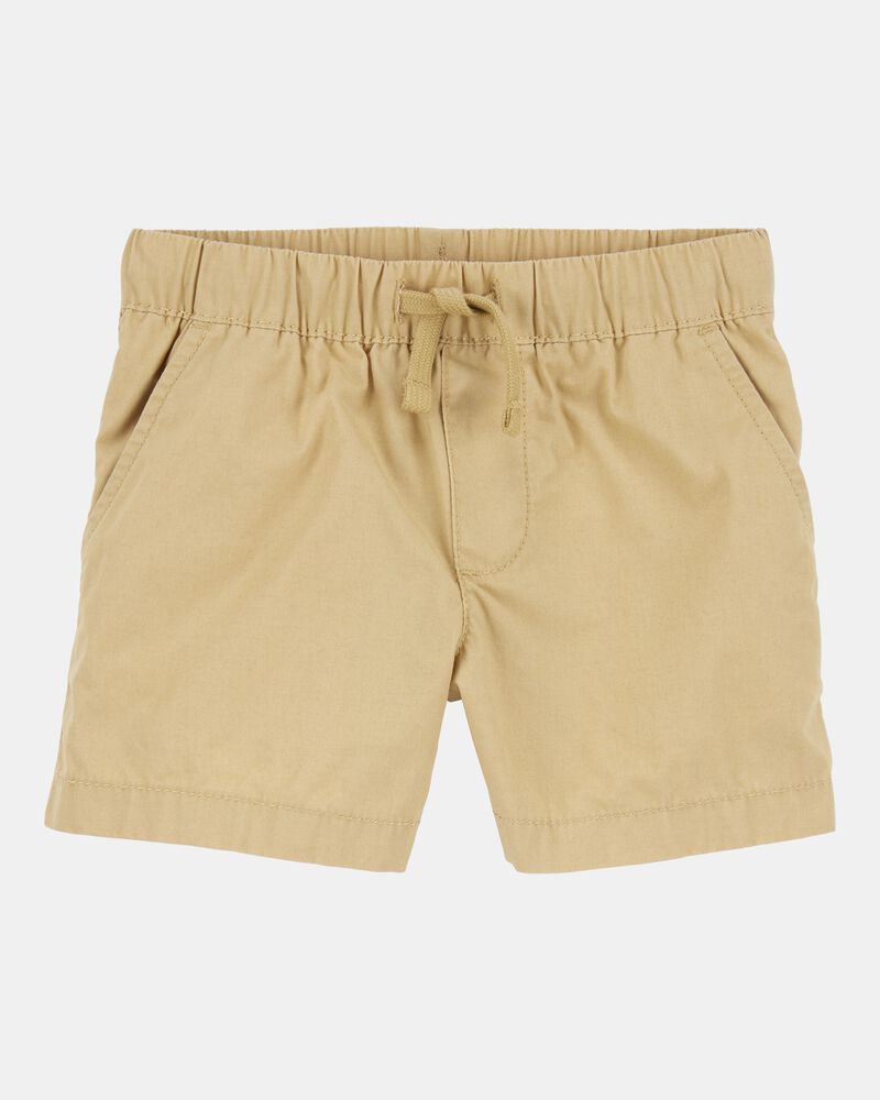 Baby Pull-On Poplin Shorts - Khaki, image 1 of 4 slides