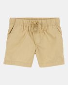 Baby Pull-On Poplin Shorts - Khaki, image 1 of 4 slides