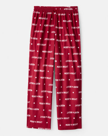Adult Merry & Bright Christmas Loose Fit Pajama Bottoms - Red, 