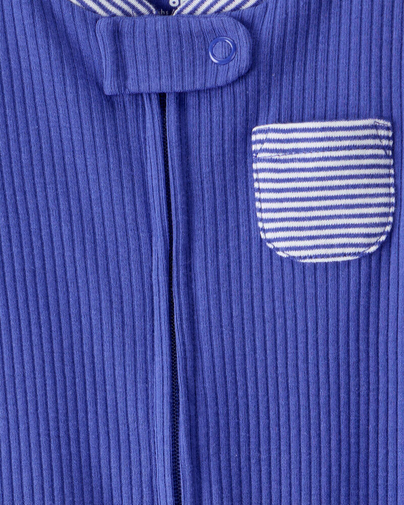 Baby Striped 2-Way Zip Sleep & Play Pajamas, image 4 of 6 slides