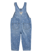 Baby Heart-Print Knit Denim Overalls - Blue, image 2 of 5 slides