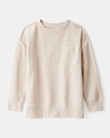 Boys French Terry Pullover Sweatshirt - Tan, 