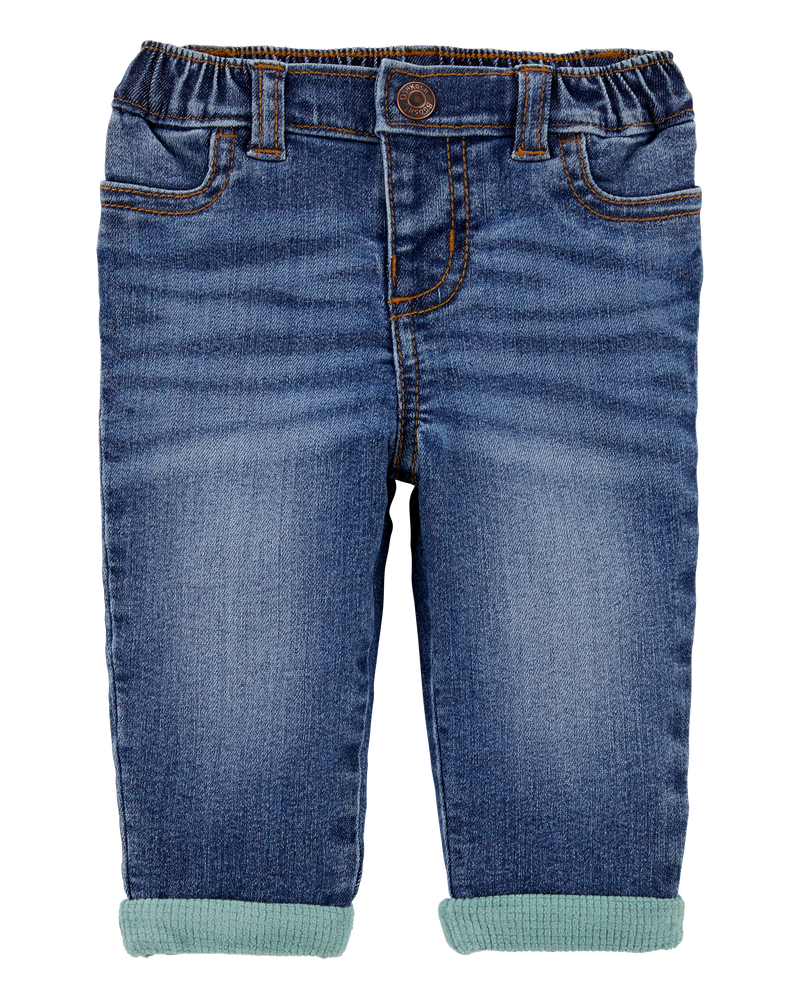 Baby Boy Medium Wash Elastic-Waist Jeans - Blue, image 1 of 5 slides