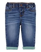 Baby Boy Medium Wash Elastic-Waist Jeans - Blue, image 1 of 5 slides