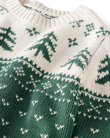 Baby Organic Cotton Evergreen Fair Isle Sweater , 