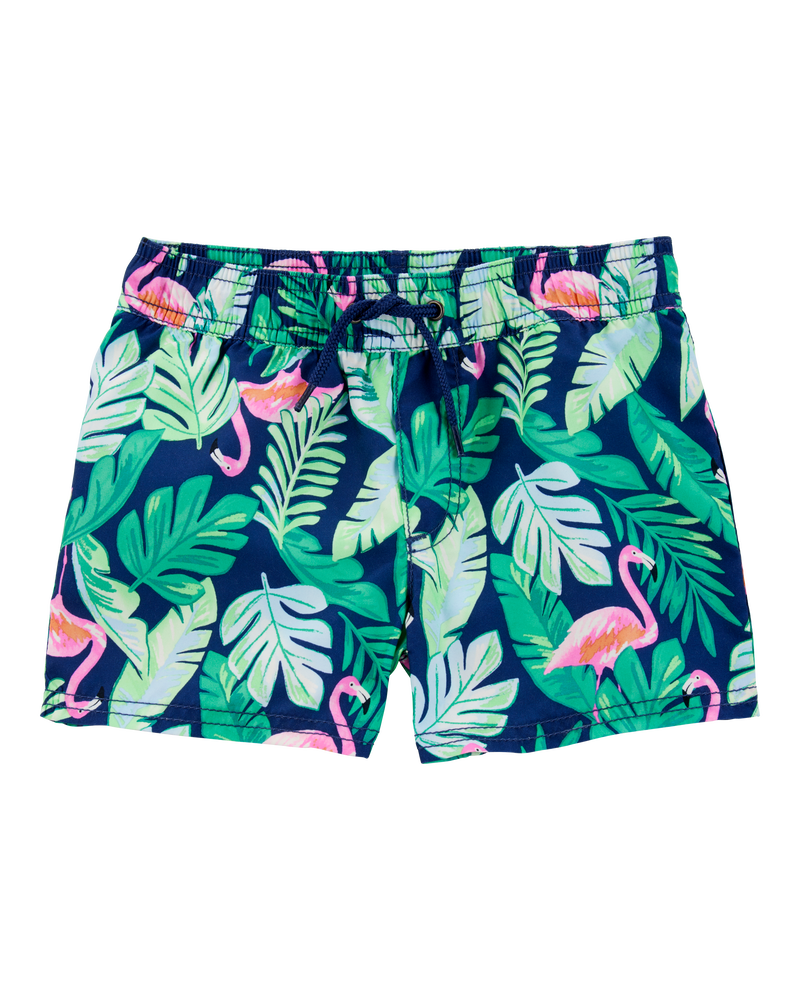 Toddler Boy Tropical Print Swim Trunks, image 1 of 4 slides