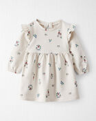 Baby Girl Organic Cotton French Terry Dress in Berry Blossom Print, image 1 of 6 slides