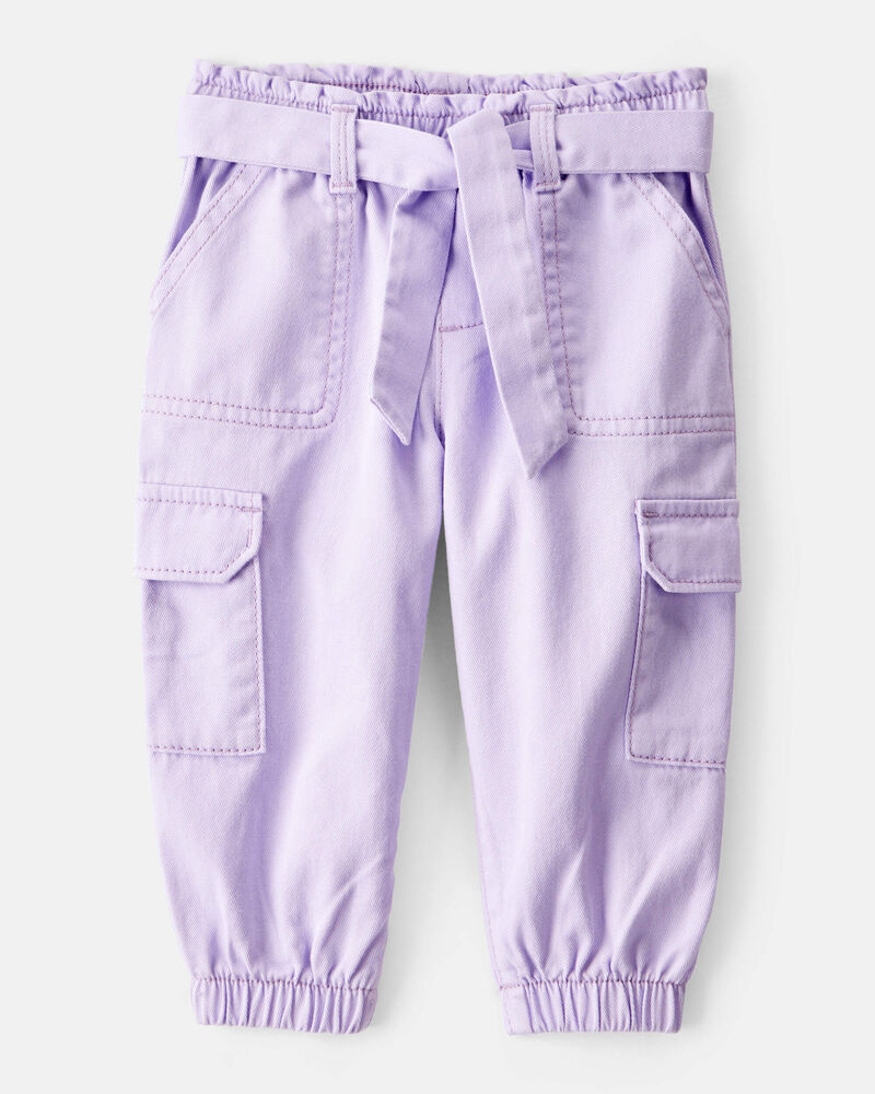 Baby Girl 2-Piece Purple Pullover Sweatshirt & Cotton Cargo Joggers Set - Purple, image 5 of 8 slides