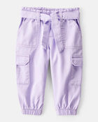 Baby Girl 2-Piece Purple Pullover Sweatshirt & Cotton Cargo Joggers Set - Purple, image 5 of 8 slides