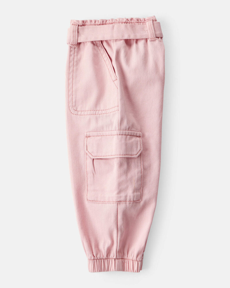 Baby Girl 2-Piece Polka Dot Top & Cotton Cargo Joggers Set - Pink, image 7 of 8 slides