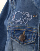 Baby Disney&copy; Winnie the Pooh Embroidered Knit-Like Denim Jacket with Back Art - Dark Wash, image 4 of 7 slides