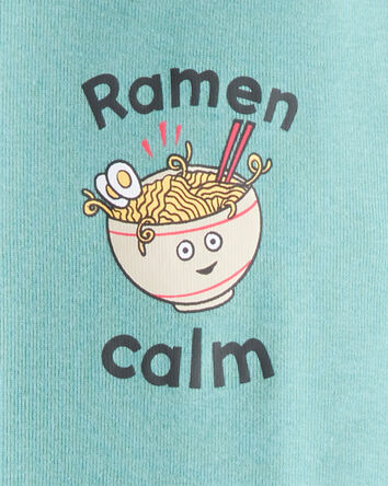 Boys Ramen Calm Print 100% Cotton Long-Sleeve 4-Piece Pajamas - Blue/White, 