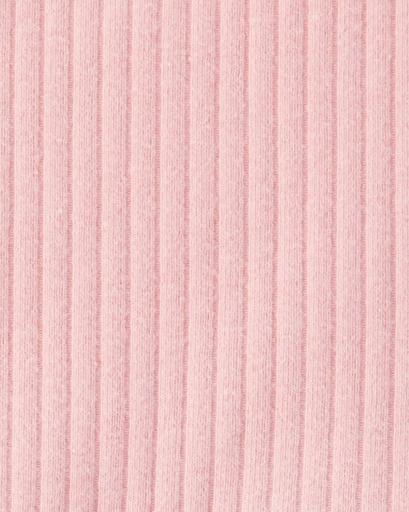 Baby 2-Piece Ribbed Tee & Pull-On Pant Set - Pink, image 2 of 3 slides