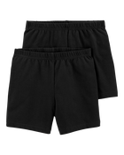 Girls 2-Pack Black Bike Shorts - Black, image 1 of 4 slides