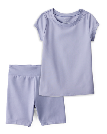 Girls Short-Sleeve Peplum Set - Blue, 