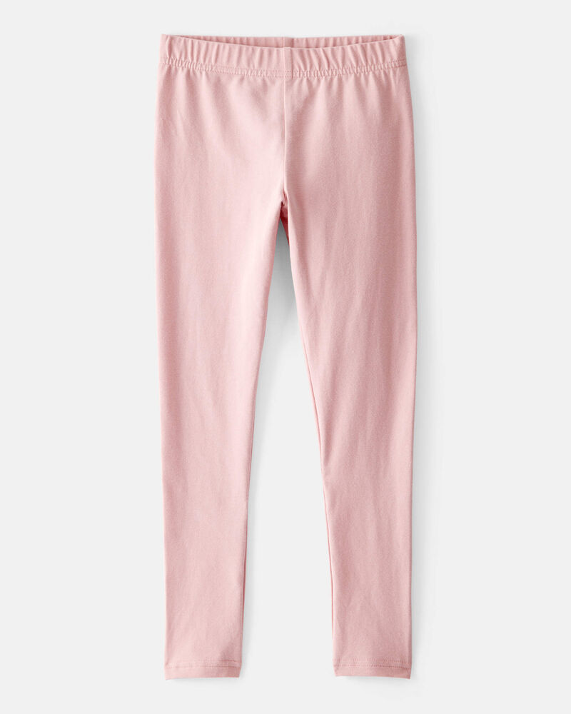 Girls Cotton Pull-On Stretch Leggings - Pink, image 1 of 4 slides
