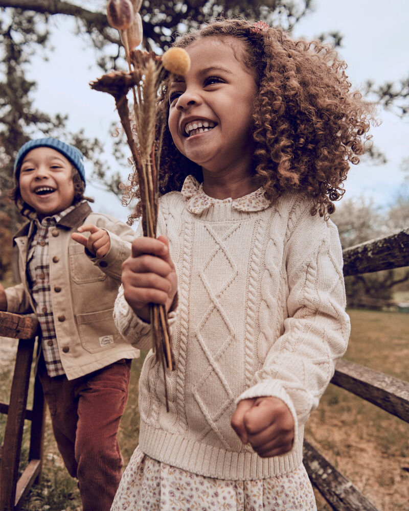 Toddler Girl Organic Cotton Dress in Botanic Muse Print, image 4 of 5 slides