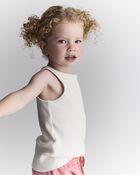Toddler Girl Ribbed Playtime Tank Top - Cream, image 1 of 6 slides