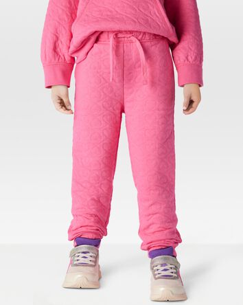 Toddler Heart Pattern Knit Pants - Pink, 