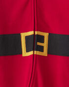 Toddler Santa Fleece Hooded Zip-Up 1-Piece Pajama Jumpsuit - Red, image 2 of 3 slides