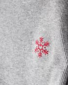 Baby Girl Snowflake Mock Neck Rib Top - Grey, image 2 of 4 slides