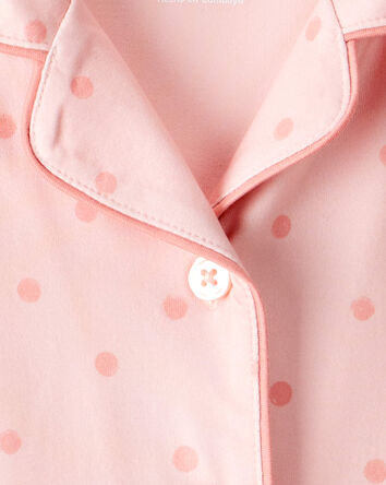 Toddler 2-Piece Polka Dot Coat-Style Pajamas - Pink, 