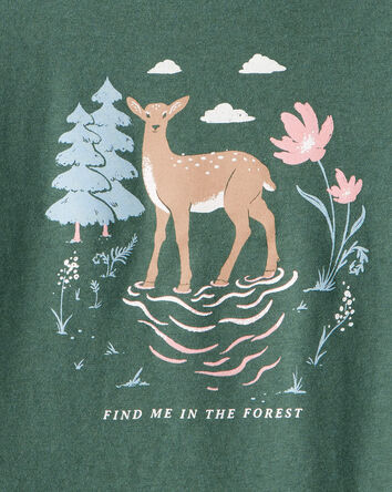 Girls Deer Long-Sleeve Graphic Tee - Green, 