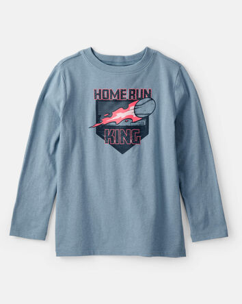 Boys Baseball Long-Sleeve Graphic Tee - Blue, 