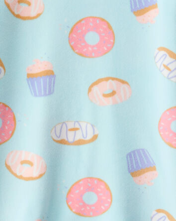 Girls Donut Print DreamPlush Long-Sleeve Snug Fit 2-Piece Pajamas - Blue, 