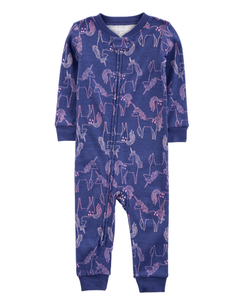 Toddler 1-Piece Unicorn 100% Snug Fit Cotton Footless Pajamas, 