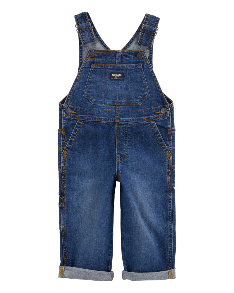 Toddler Stretch Denim Overalls - Dark Wash, image 1 of 5 slides