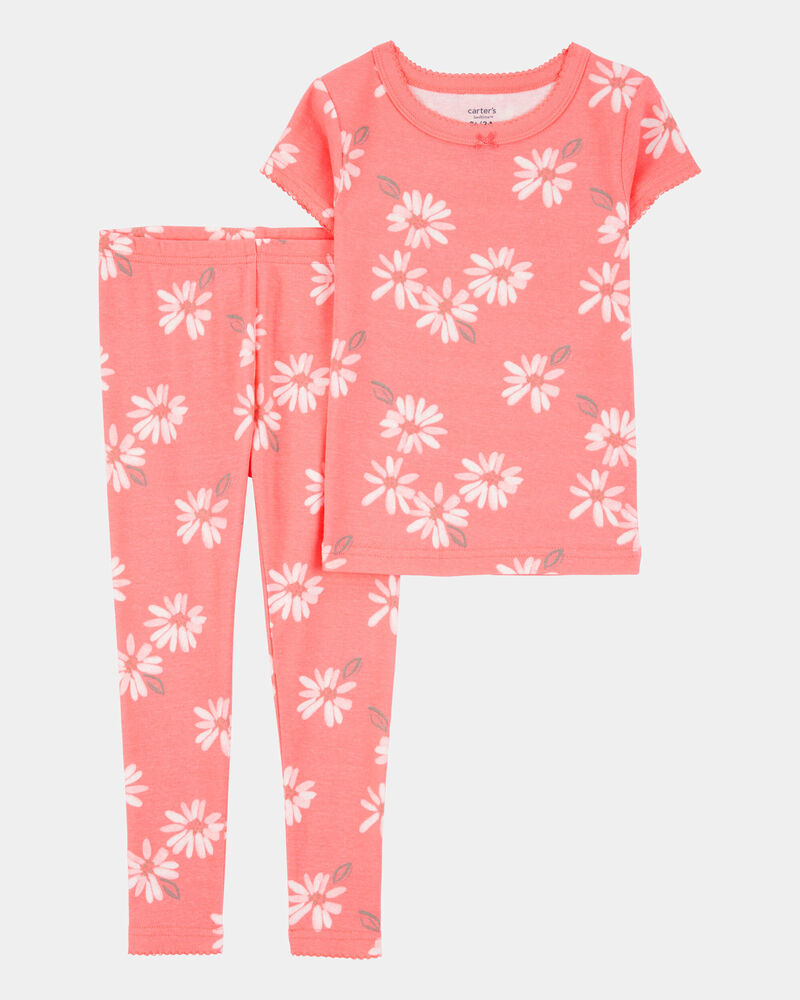 Toddler Girl 2-Piece Floral 100% Snug Fit Cotton Pajamas - Coral, image 1 of 3 slides