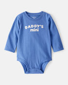 Baby Boy "Daddy's Mini" Cotton Long-Sleeve Graphic Bodysuit - Blue, image 1 of 3 slides
