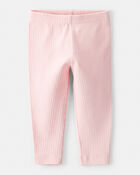 Baby Girl Cotton Ribbed Stretch Leggings - Pink, image 1 of 4 slides