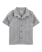 Baby 2-Piece Seersucker Button-Down Shirt & Drawstring Shorts Set - Grey, image 2 of 6 slides