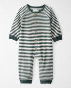 Baby Organic Cotton Waffle Knit Jumpsuit in Stripes, image 1 of 4 slides