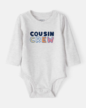 Baby Cousin Crew Long-Sleeve Graphic Bodysuit - Grey, 