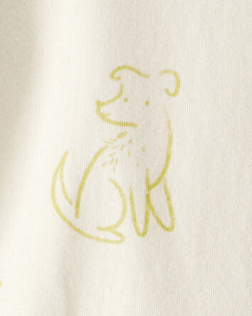 Baby Boy Dog Print Cotton Long-Sleeve Fashion Bodysuit - Ivory, 