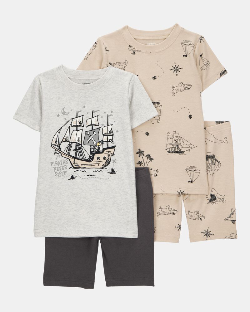 Baby Pirate Print Snug Fit Cotton 4-Piece Pajamas, image 1 of 4 slides