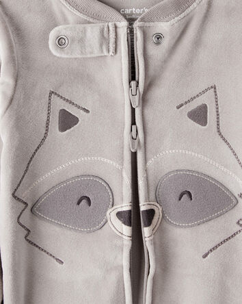 Baby Boy Raccoon DreamPlush Long-Sleeve Snug Fit 1-Piece Pajamas - Grey, 
