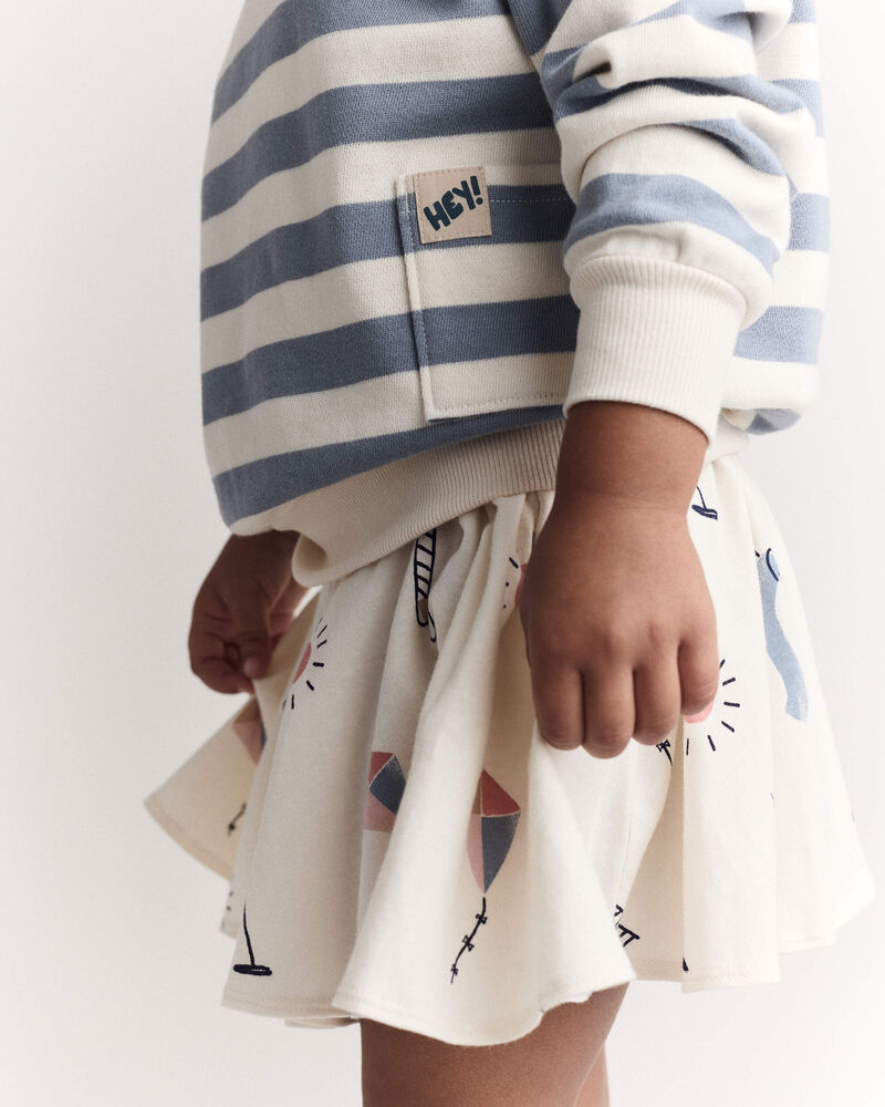 Toddler 'Hey!' Striped Otter Sweatshirt&trade; with Pockets - Blue/Cream, image 6 of 7 slides