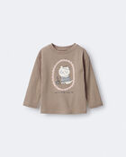 Toddler Girl Cocoa Cat Long-Sleeve Relaxed Graphic Tee - Tan, image 2 of 6 slides