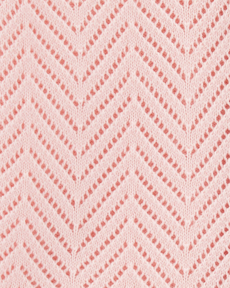 Baby Girl Pointelle Button-Front Sweater Knit Cardigan - Pink, image 2 of 3 slides